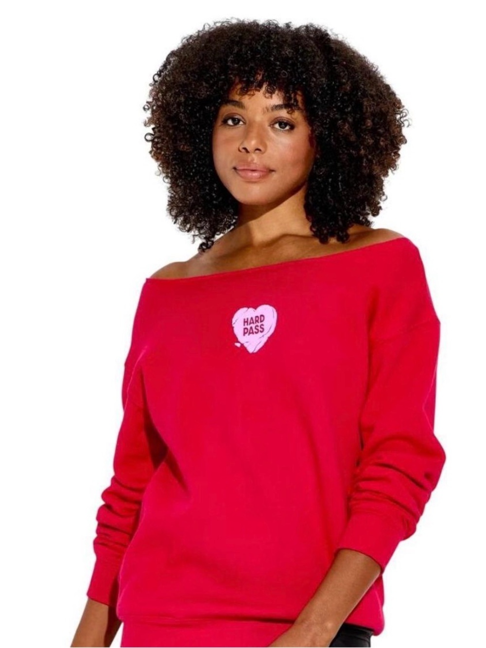 NWT Wild Fable Off-Shoulder Red Women's Sweatshirt  'Hard Pass' Graphic S, XL